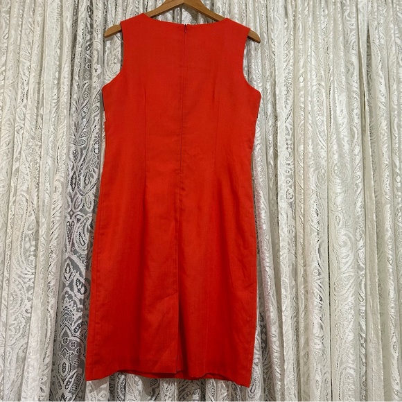Vintage Principles Sleeveless Sheath Dress. Red/Orange with a navy/white strip - Picture 2 of 7